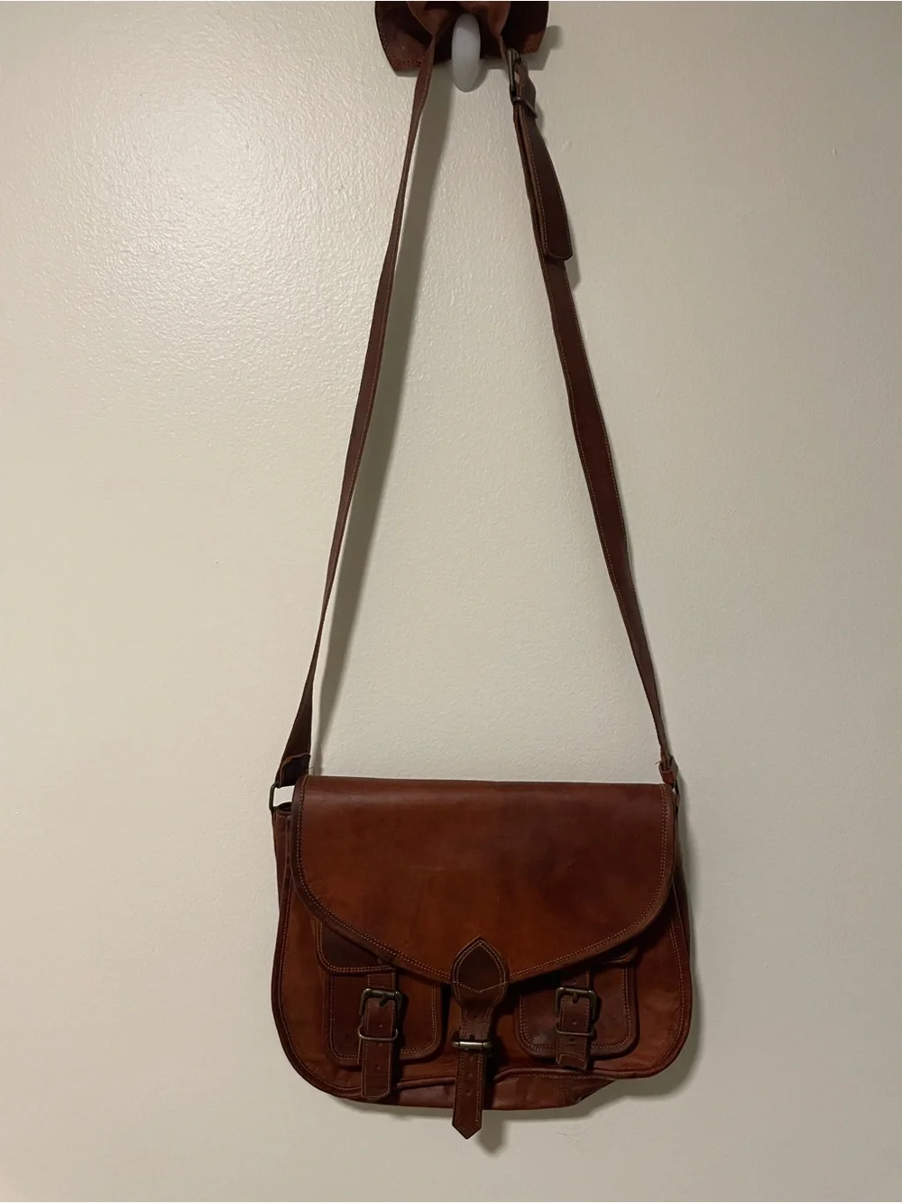 Brown Leather Messenger Bag Crossbody Satchel Briefcase Rustic Heritage academia